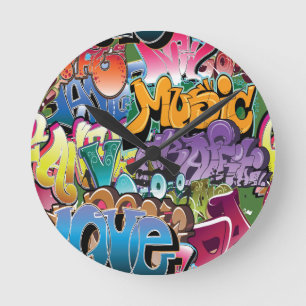 Love for Graffiti Round Clock