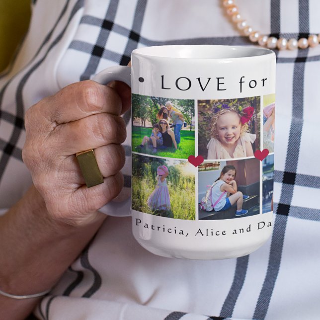 Love for grandma multi photo simple cute hearts coffee mug (Creator Uploaded)
