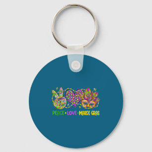 Love For Peace Mardi Gras Beads Carnival Key Ring