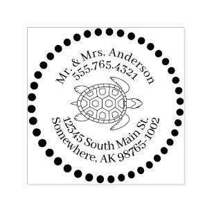 Love for Turtles Personal Contact Dots Self-inking Stamp