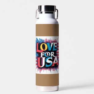"Love for USA Patriotic Water Bottle" Bottle