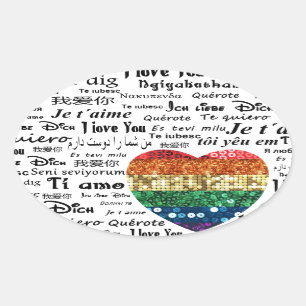 Love foreign languages oval sticker