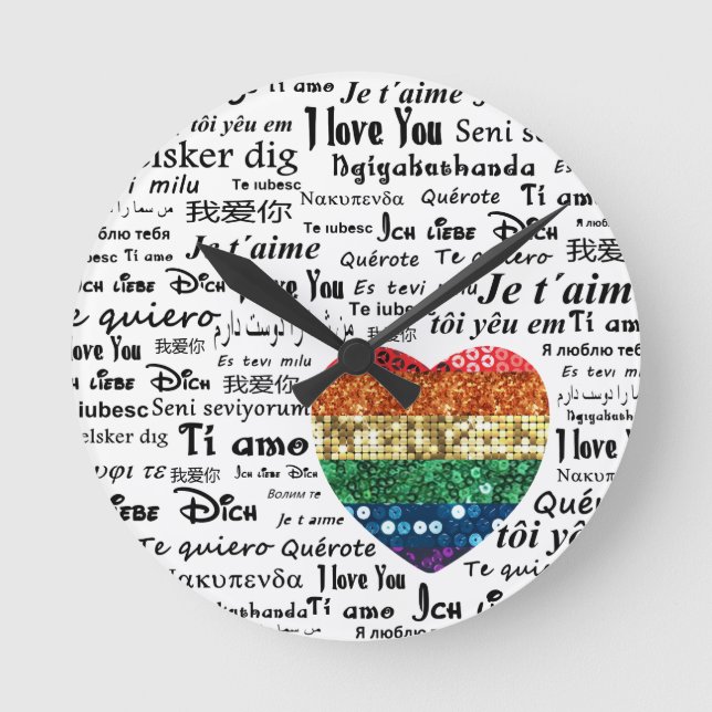 Love foreign languages round clock (Front)