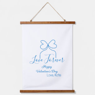 Love Forever blue bow happy Valentine's day name d Hanging Tapestry