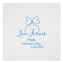 Love Forever blue bow happy Valentine's day name d