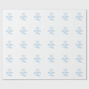 Love Forever blue bow happy Valentine's day name d Wrapping Paper