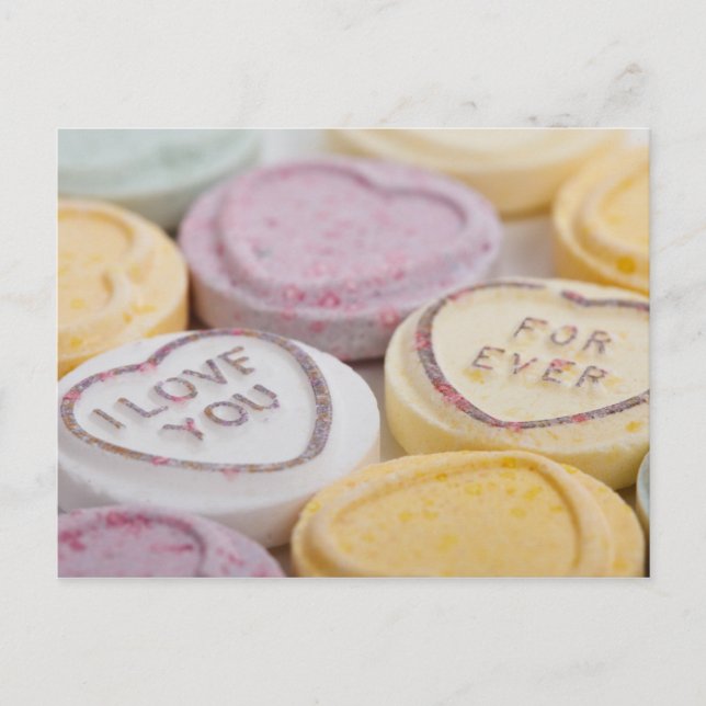 Love Forever Candy Hearts Postcard (Front)