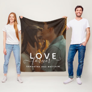 Love Forever Couple Photo Fleece Blanket