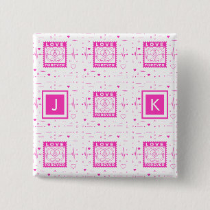 Love forever Customize it with your initials 15 Cm Square Badge
