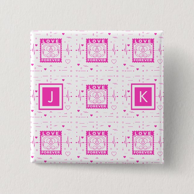 Love forever Customize it with your initials 15 Cm Square Badge (Front)