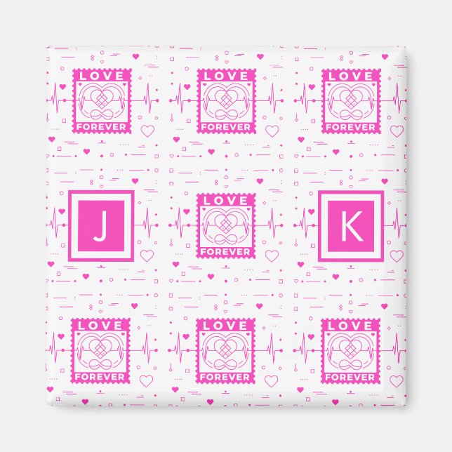 Love forever Customize it with your initials Magnet (Front)