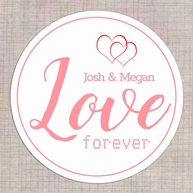 Love Forever, Hearts, Monogram / Create Your Own Classic Round Sticker (Creator Uploaded)