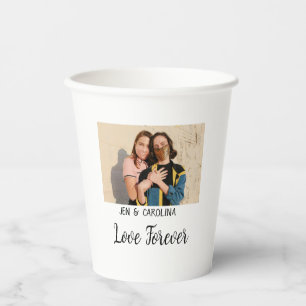 Love Forever LGbtq couple pride add photo name sim Paper Cups