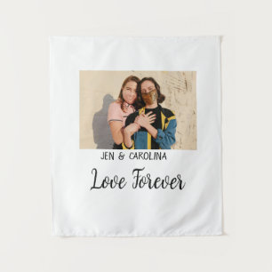 Love Forever LGbtq couple pride add photo name sim Tapestry
