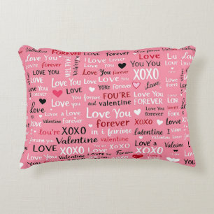 Love Forever - Valentine's Day Typography Pattern Decorative Cushion