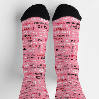 Love Forever - Valentine's Day Typography Pattern Socks