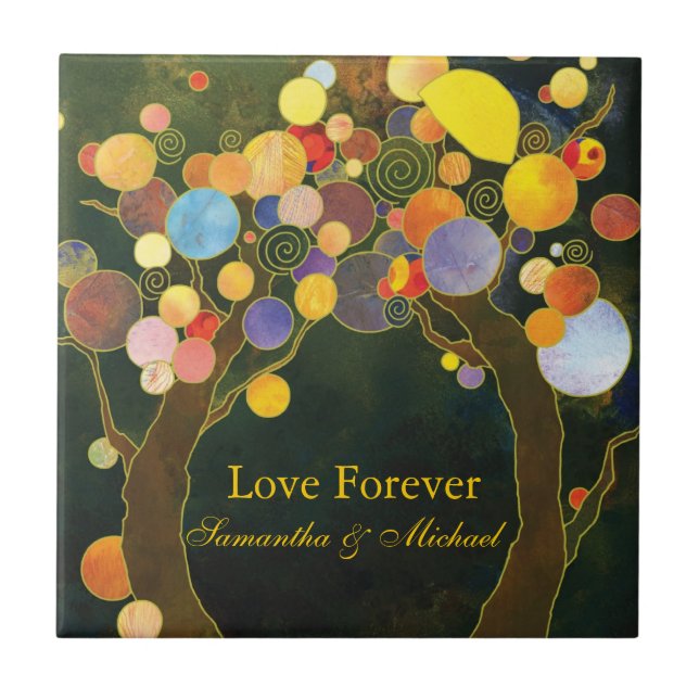 Love Forever Wedding Anniversary Keepsake Ceramic Tile (Front)