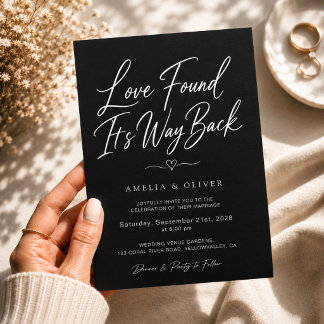 Love Found Its Way Back Elegant Remarriage Wedding Invitation