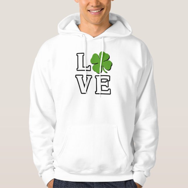 Love Four Leaf Clover Saint Patrick's Day Hoodie (Front)