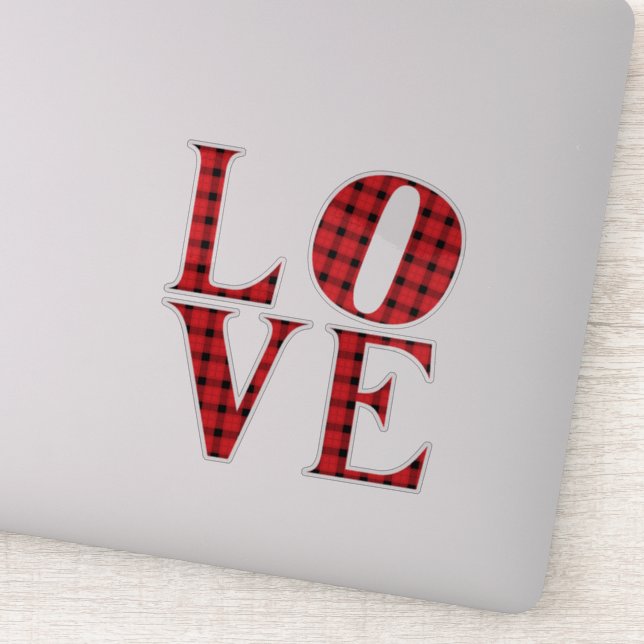 LOVE four letters red buffalo plaid Valentines Day (Detail)