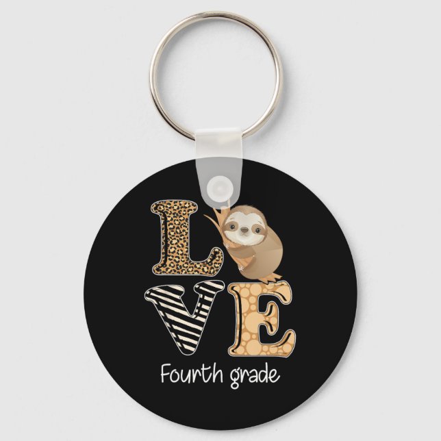 Love Fourth Grade Sloth 4th Grade Teacher Ck To Sc Key Ring (Front)