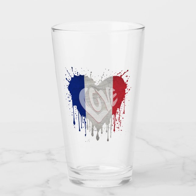 Love France Flag Glass (Front)