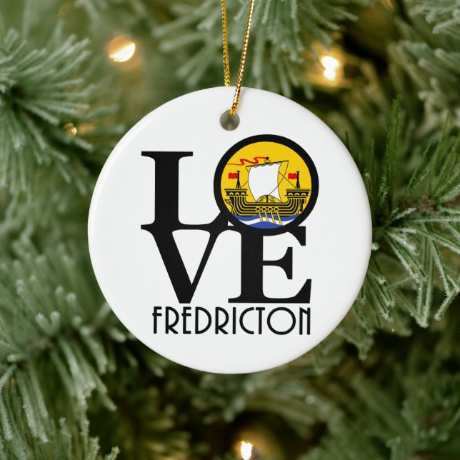 LOVE Fredricton New Brunswick Ceramic Ornament (Tree)
