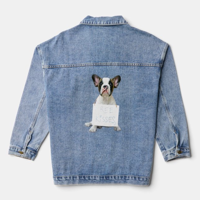 Love French Bulldog  Frenchie Mum Dad Dog Puppy Pe Denim Jacket (Back)