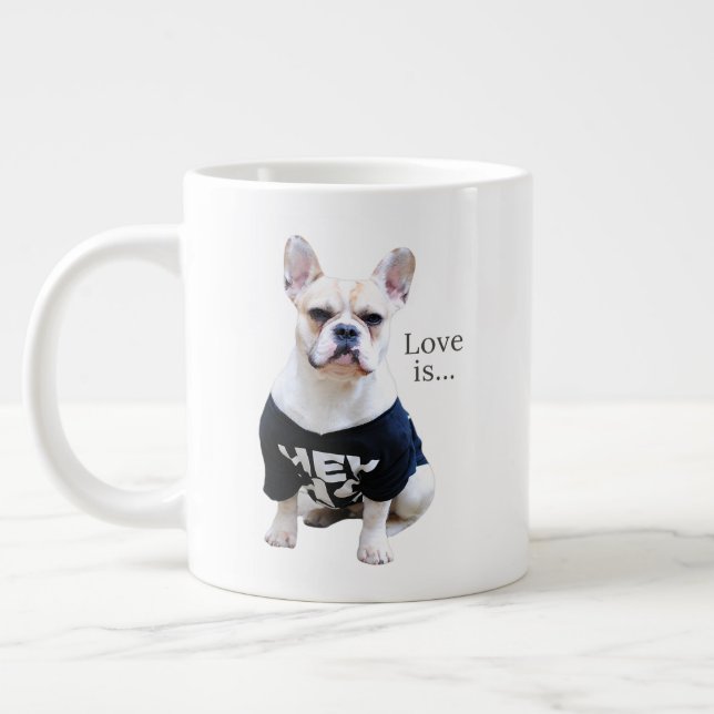  Love French Bulldog Frenchie Mum Dad Dog Puppy Pe Large Coffee Mug (Left)