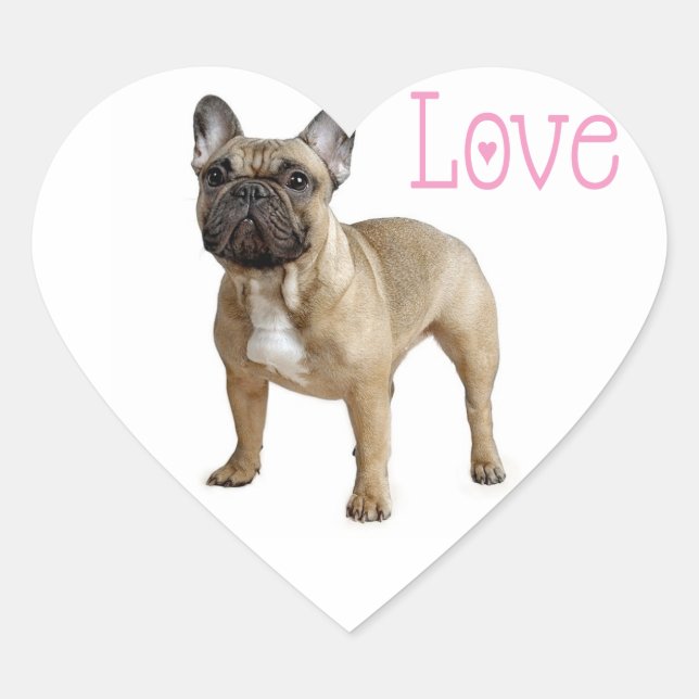 Love French Bulldog Puppy Dog Sticker / Seal (Front)