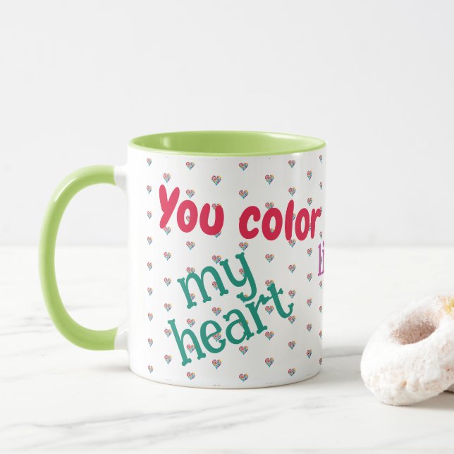 Love, Friendship, Rainbow Hearts, Colorful Mug (With Donut)