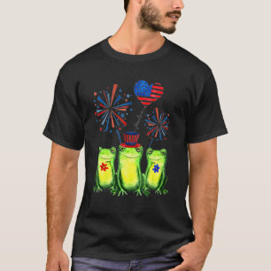 Love Frog American Flag 4th Of July T-Shirt