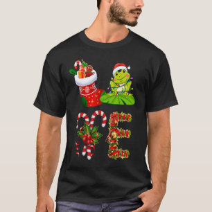 Love Frog Christmas Lights Led  Santa Hat Christma T-Shirt