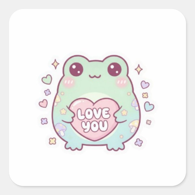 Love Frog Sticker Cute Frog Holding Heart Romantic (Front)