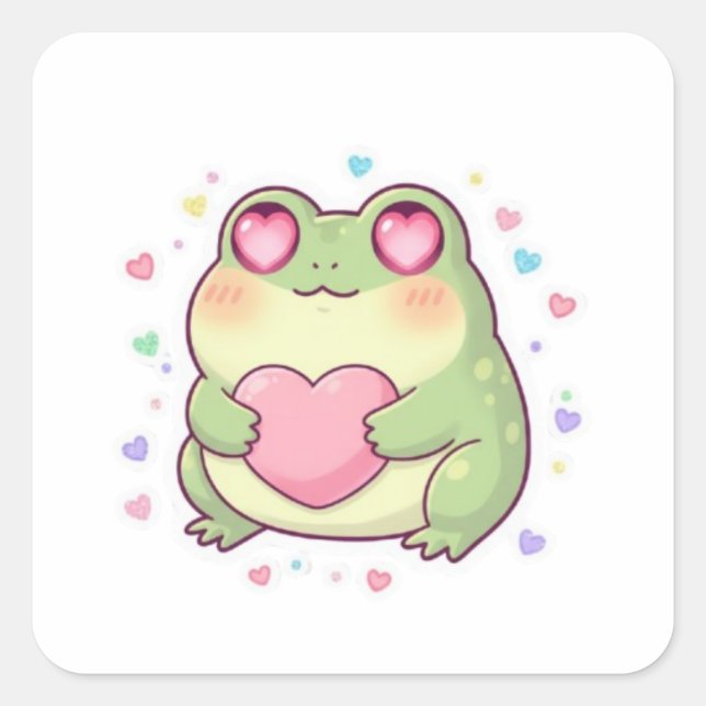 Love Frog Sticker Cute Romantic Frog Heart Kawaii  (Front)