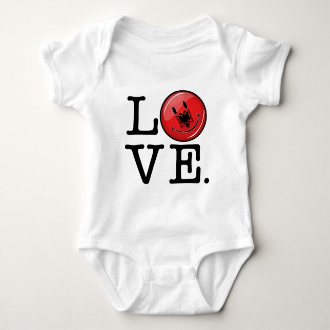 Love From Albania Smiling Flag Baby Bodysuit (Front)