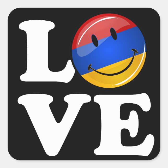 Love From Armenia Smiling Flag Square Sticker (Front)