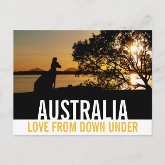 Love From Australia Kangaroo Sunset Postcard