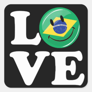Love from Brazil Smiling Face Square Sticker
