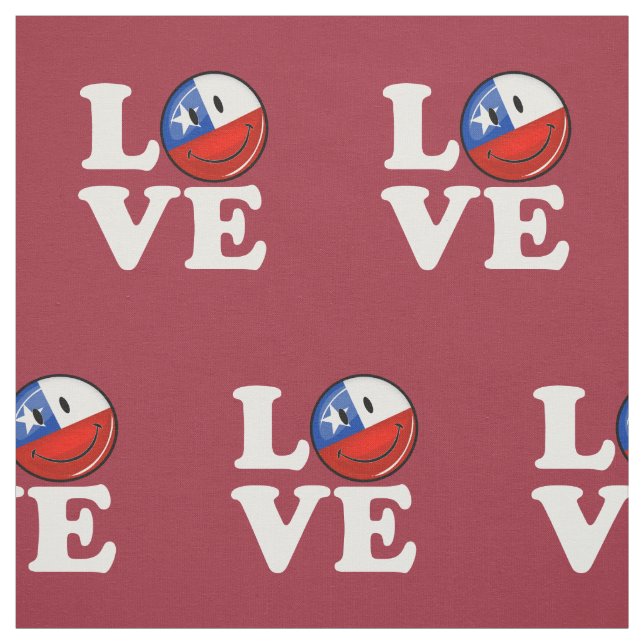 Love From Chile Smiling Chilean Flag Fabric (Swatch)
