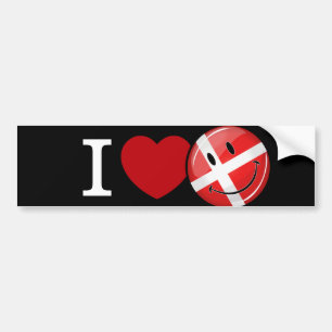 Love From Denmark Smiling Flag Bumper Sticker