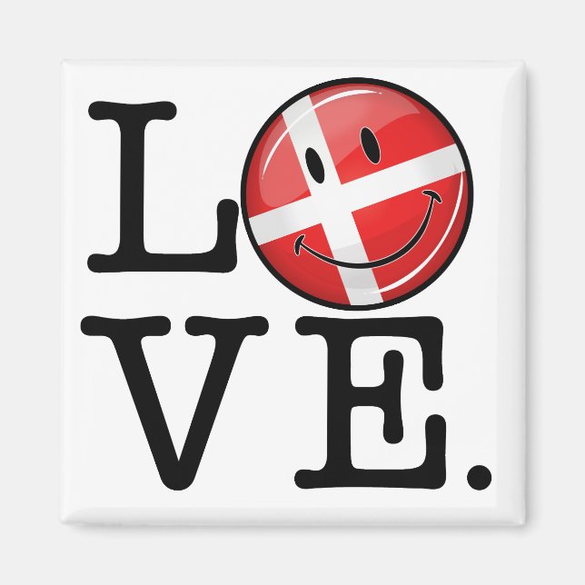 Love From Denmark Smiling Flag Magnet (Front)