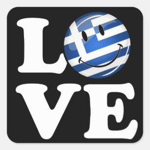 Love From Greece Smiling Flag Square Sticker