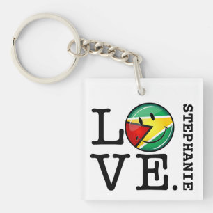 Love From Guyana Smiling Guyanese Flag Key Ring