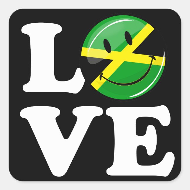 Love from Jamaica Smiling Flag Square Sticker (Front)