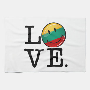 Love From Lithuania Smiling Flag Tea Towel