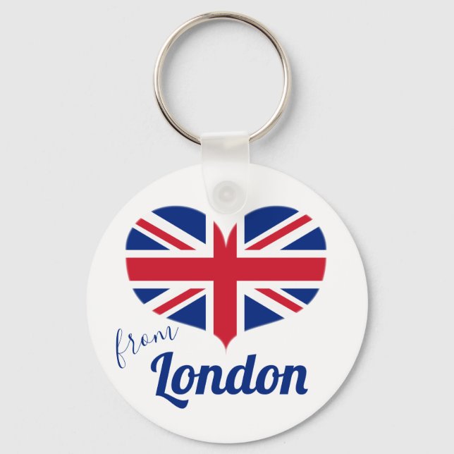 Love from London | Heart Shaped UK Flag Union Jack Key Ring (Front)