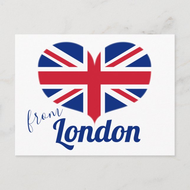 Love from London | Heart Shaped UK Flag Union Jack Postcard (Front)