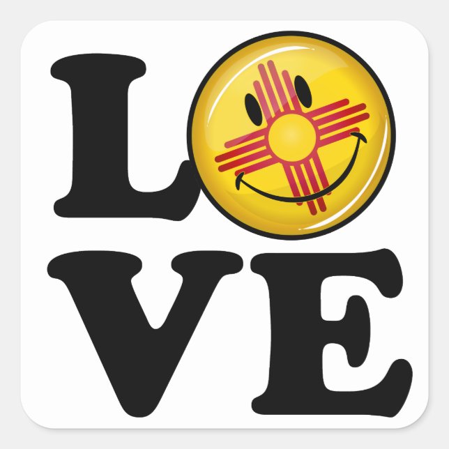 Love from New Mexico Smiling Flag Square Sticker (Front)