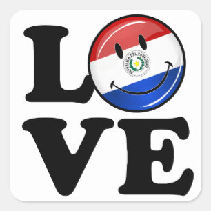Love From Paraguay Smiling Flag Square Sticker